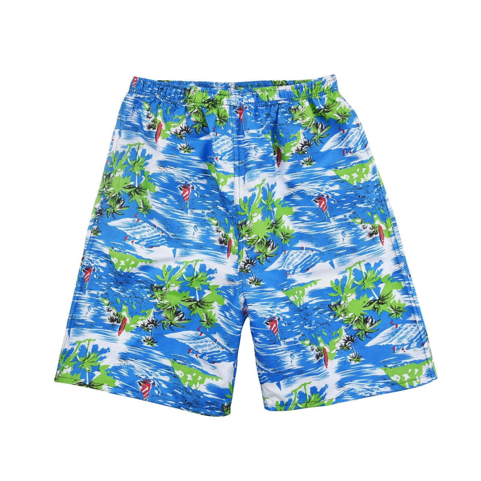 Men's floral print five-point swimming trunks in polyester fabric, free size