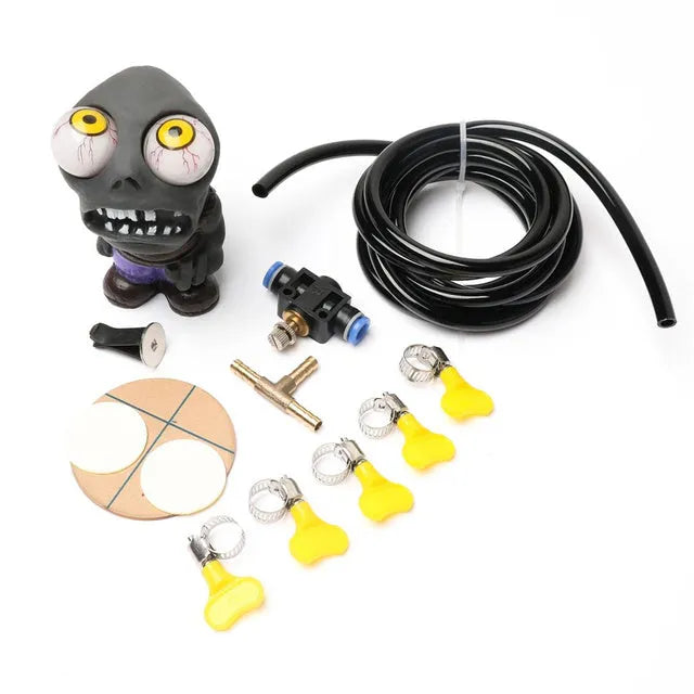 Turbo car decompress ornament kit with rubber doll, pressure valve, and copper fittings for turbocharged vehicles
