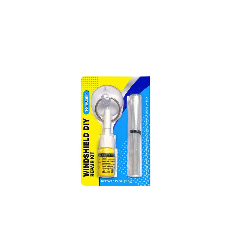Car windshield repair kit with plastic crack and point repair tools for automotive glass damage
