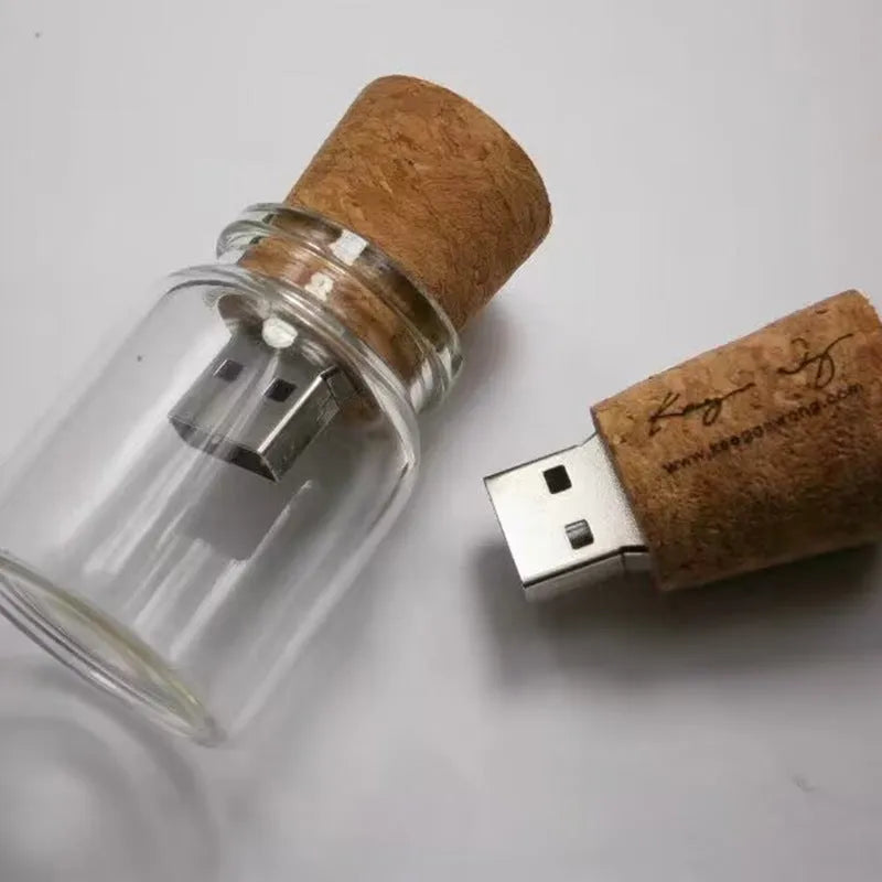 Wooden Wish Drift Bottle USB Disk transparent colour gift flash drive 60 x 28mm