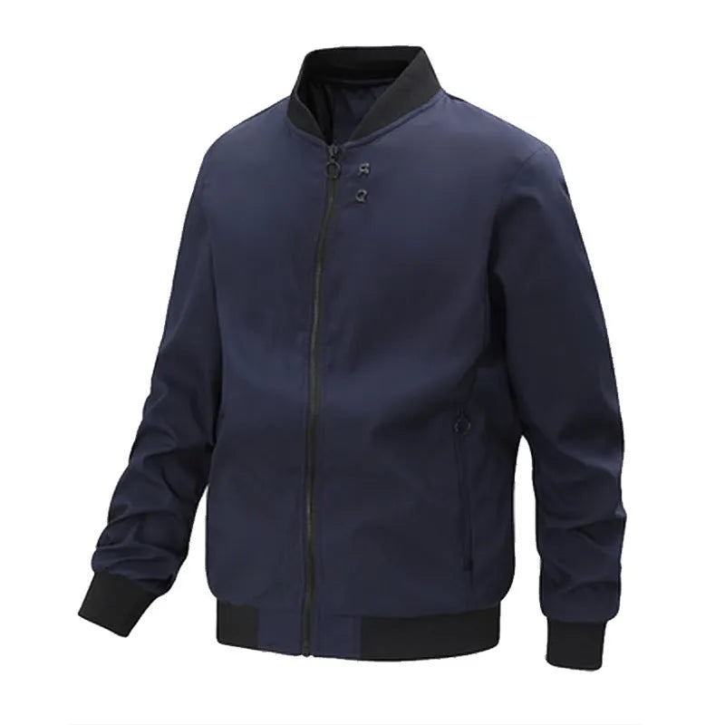 Men's slim-fit fashion collar casual jacket in chemical fibre blend, available in multiple colours