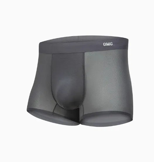 Men's lightweight seamless fitness underwear shorts in blue, shown flat.