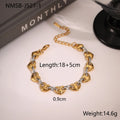 Women's hollowed-out geometric heart bracelet in gold or steel colour on stainless steel chain.