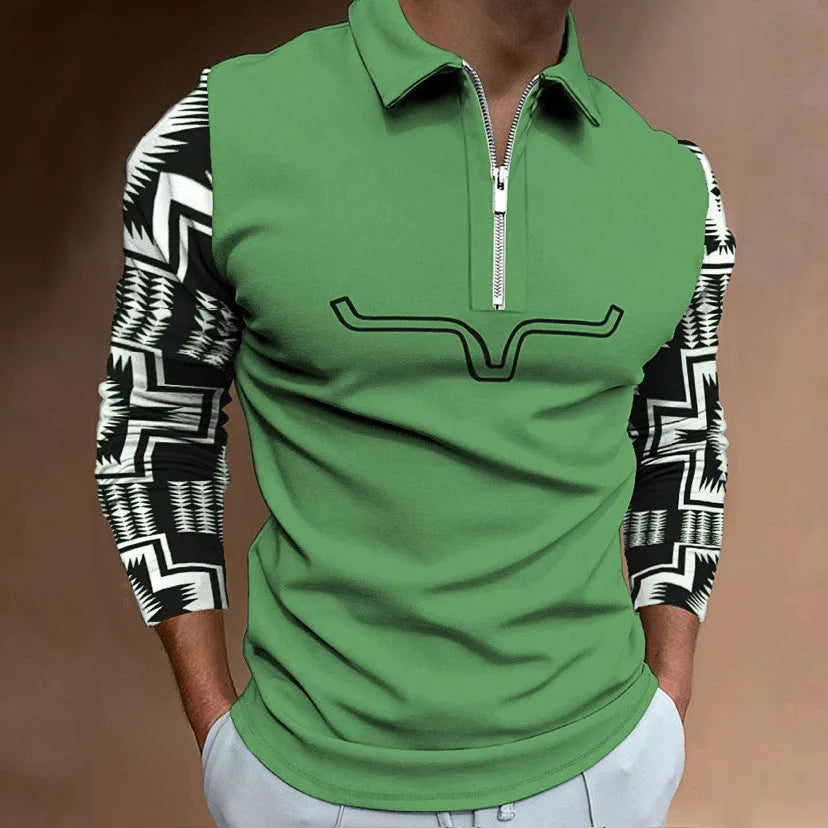 Men's 3D digital print zipper casual top in cotton blend with multiple colour options and sizes from S to 5XL