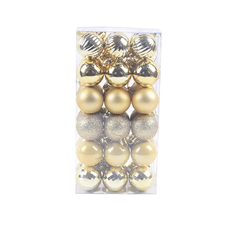 36 assorted Christmas balls in a whole box, each 4cm diameter, multicolour