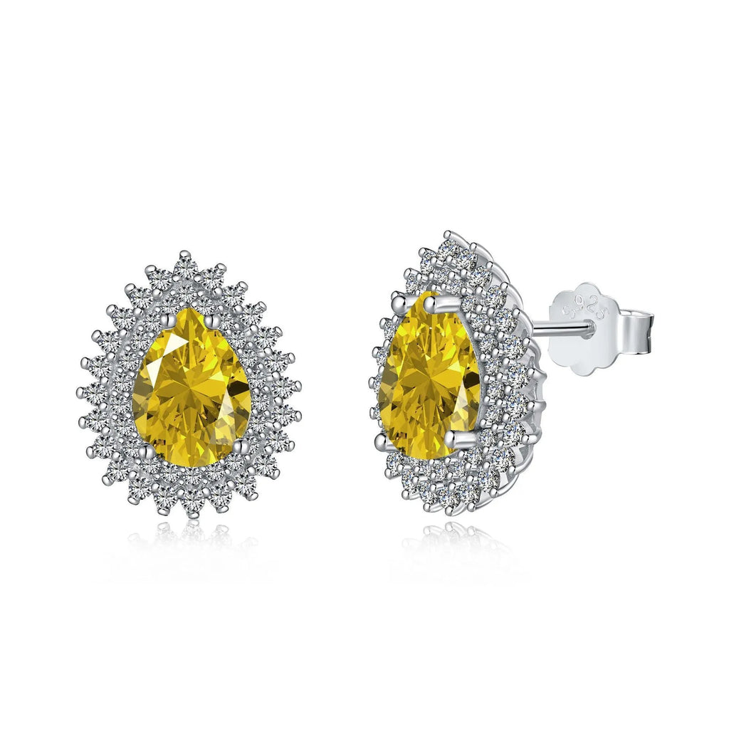 Sterling silver jewellery set with water droplet design necklace ring and earrings in gold finish