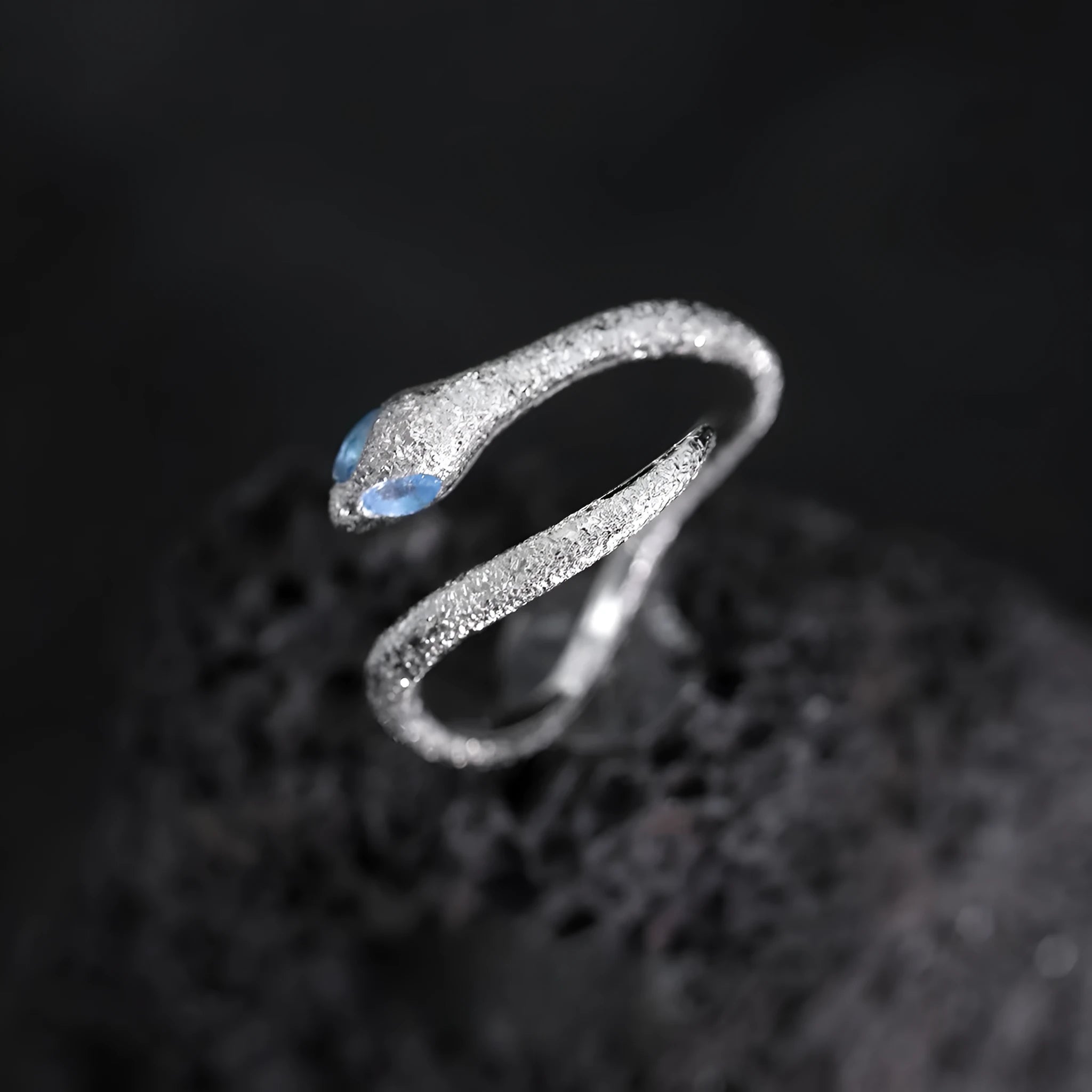 Adjustable silver snake zodiac ring with electroplated platinum colour finish