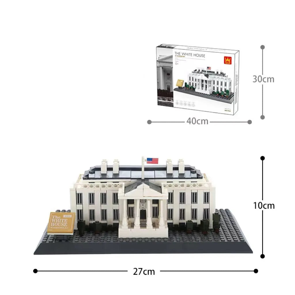 Wange building block street view set with landmark pieces including Eiffel Tower and Big Ben