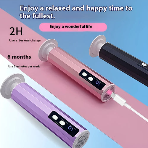 Callus exfoliating manicure equipment kit with grinding wheels in pink, black, or purple colour options