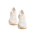 Women's grey and pink retro sneakers with mesh lining and rubber soles, low-top design