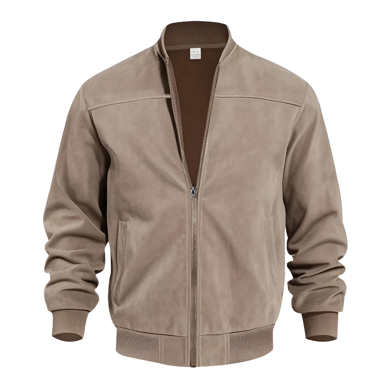 Men's casual plus size suede zipper jacket in polyester with cotton lining
