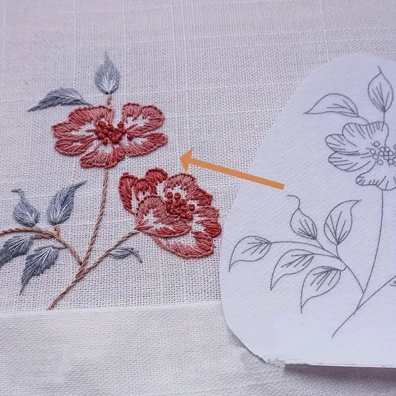 Handmade embroidery material package with water-soluble non-woven fabric, Nordic style, packing size 18.5x23x2cm