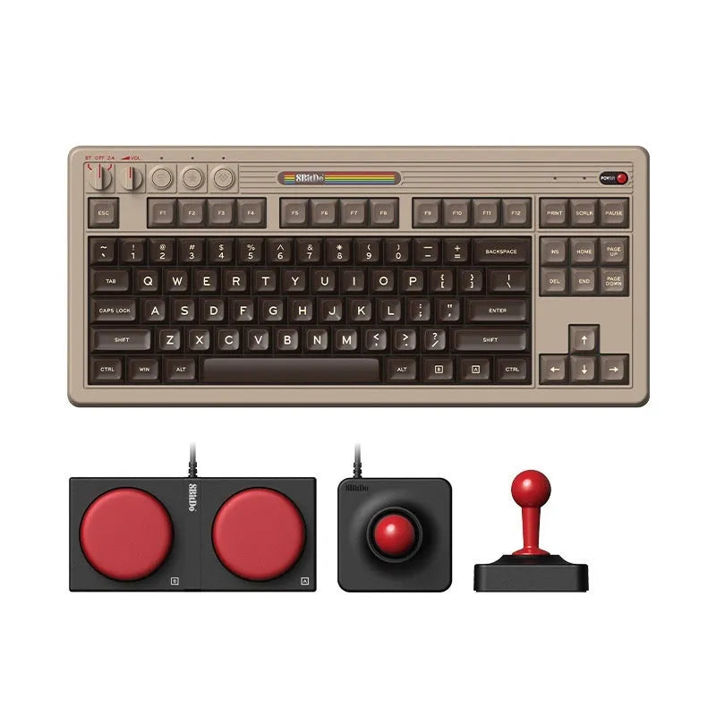 Retro mechanical gaming keyboard with Bluetooth wireless connectivity and rocker switches