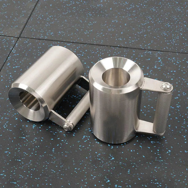 Silver 8kg cast iron dumbbell cup with stainless steel collars for weight plate compatibility