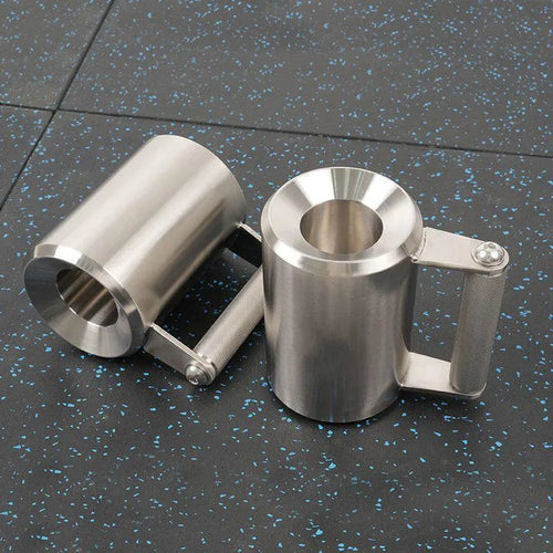 Silver 8kg cast iron dumbbell cup with stainless steel collars for weight plate compatibility