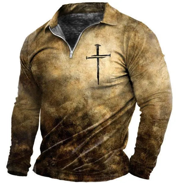Men's 3D digital print zipper casual top in cotton blend with multiple colour options and sizes from S to 5XL
