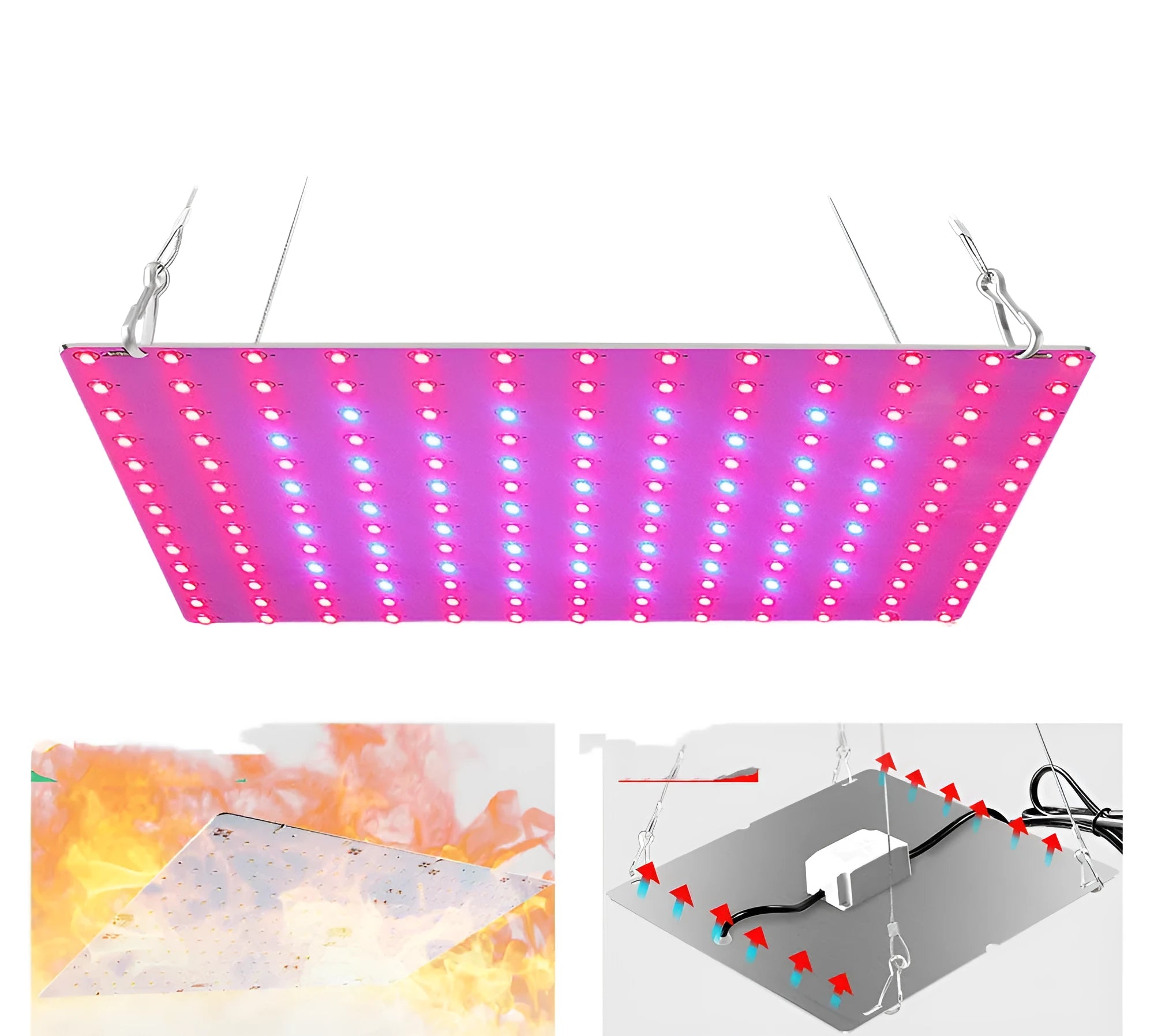 Aluminium full spectrum LED plant grow light with hanging hook for indoor vegetables
