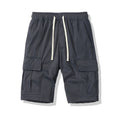 Men's multi-pocket loose cropped trousers in polyester for outdoor summer wear