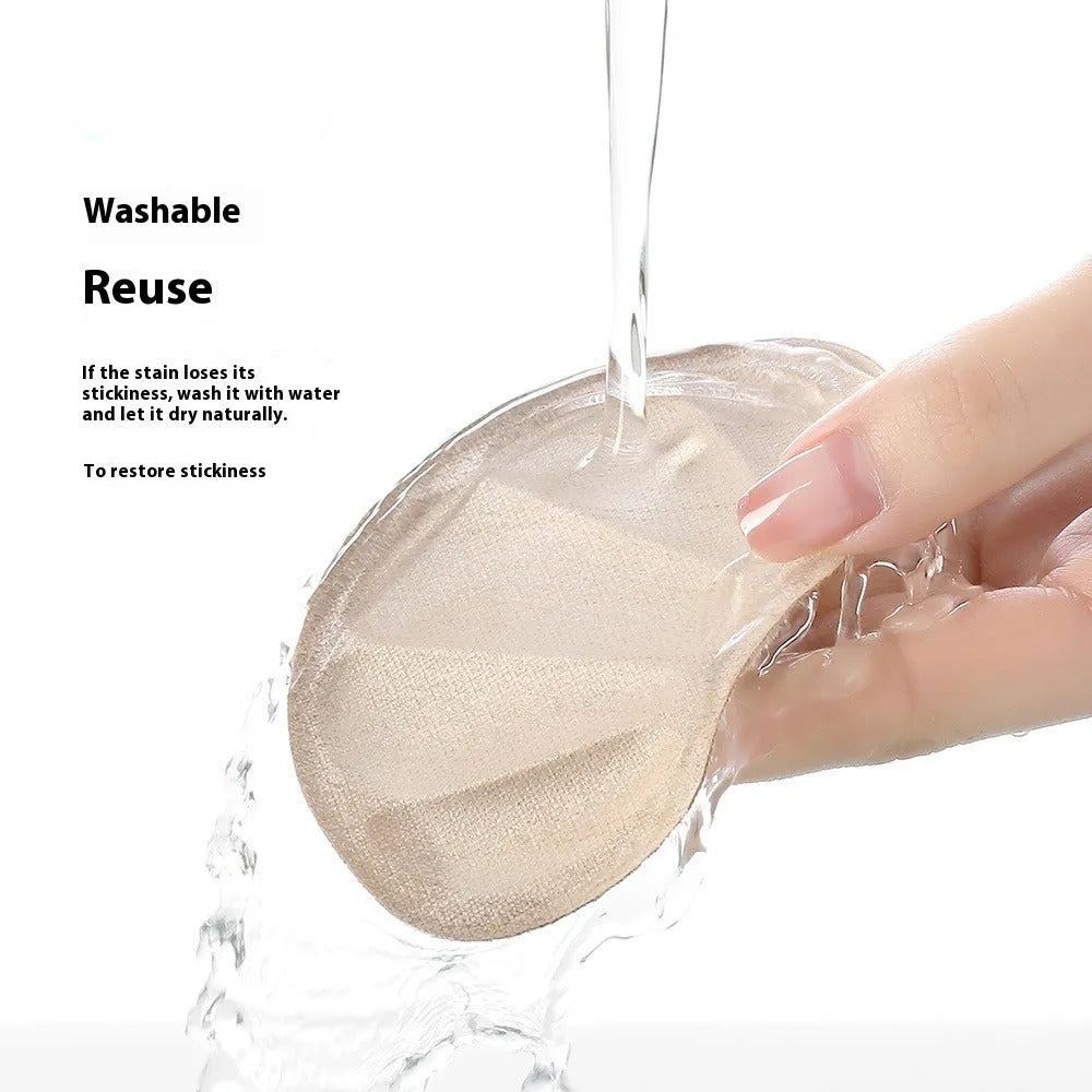 Three pairs of camel-coloured suede anti-slip heel cushion pads for sneakers.