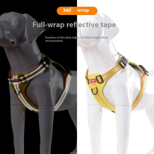 Adjustable polyester dog chest harness in multiple colours and sizes for walking control