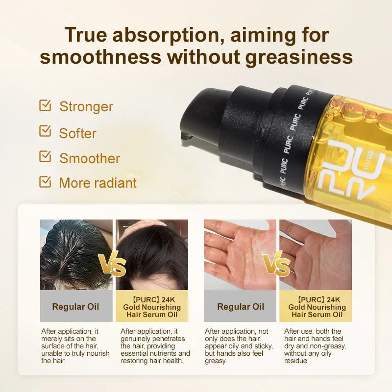 Yellow 50ml bottle of hair essential oil for curly hair repair and split end treatment.