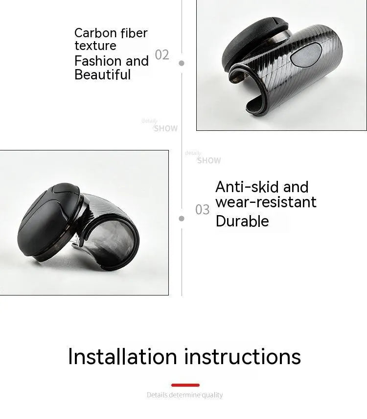 Black silicone steering wheel assist ball with metal bearing mounted on car steering wheel