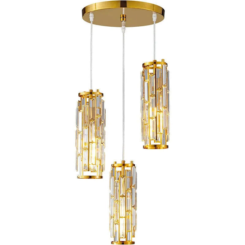 Industrial single head LED droplight with crystal design in black, gold, or chrome finish for bedside or aisle use.