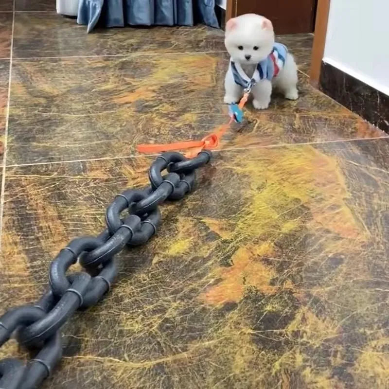 Simulation dog leash rope prop in antique silver, bronze, or black colour for video filming.