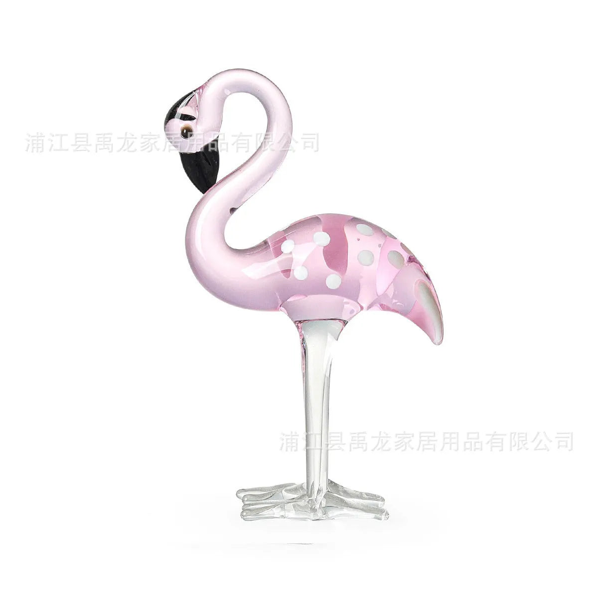 Pink crystal flamingo decorative ornament for home table display with modern simple style