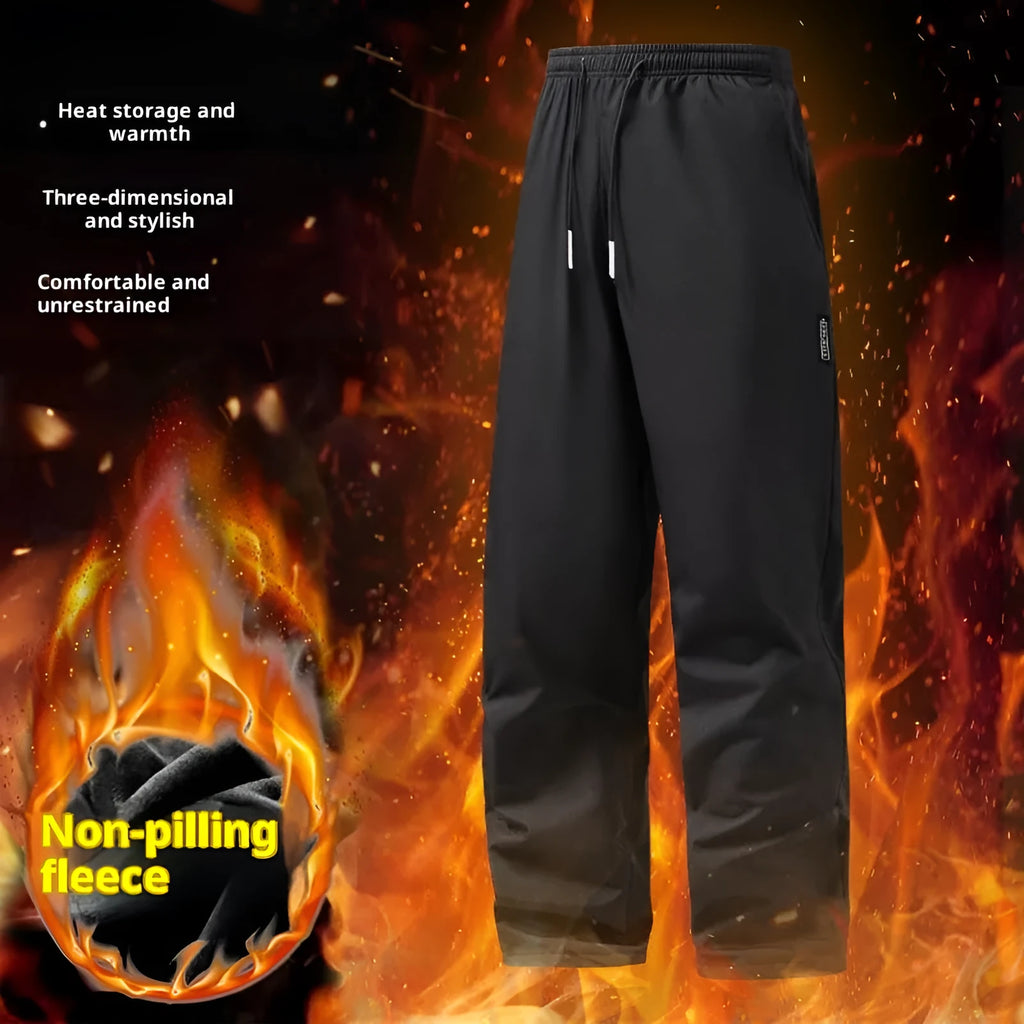 Korean style large size straight pants in black lint-free fabric, size M to 5XL