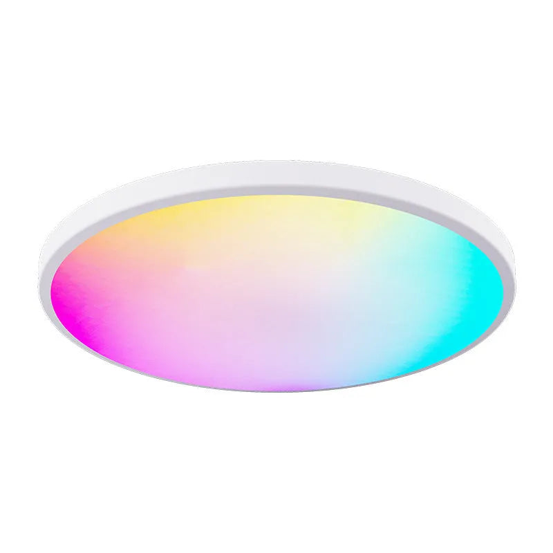 RGBCW intelligent bluetooth ceiling lamp in black or white finish, 300mm diameter, with app and remote control for colour and dimming