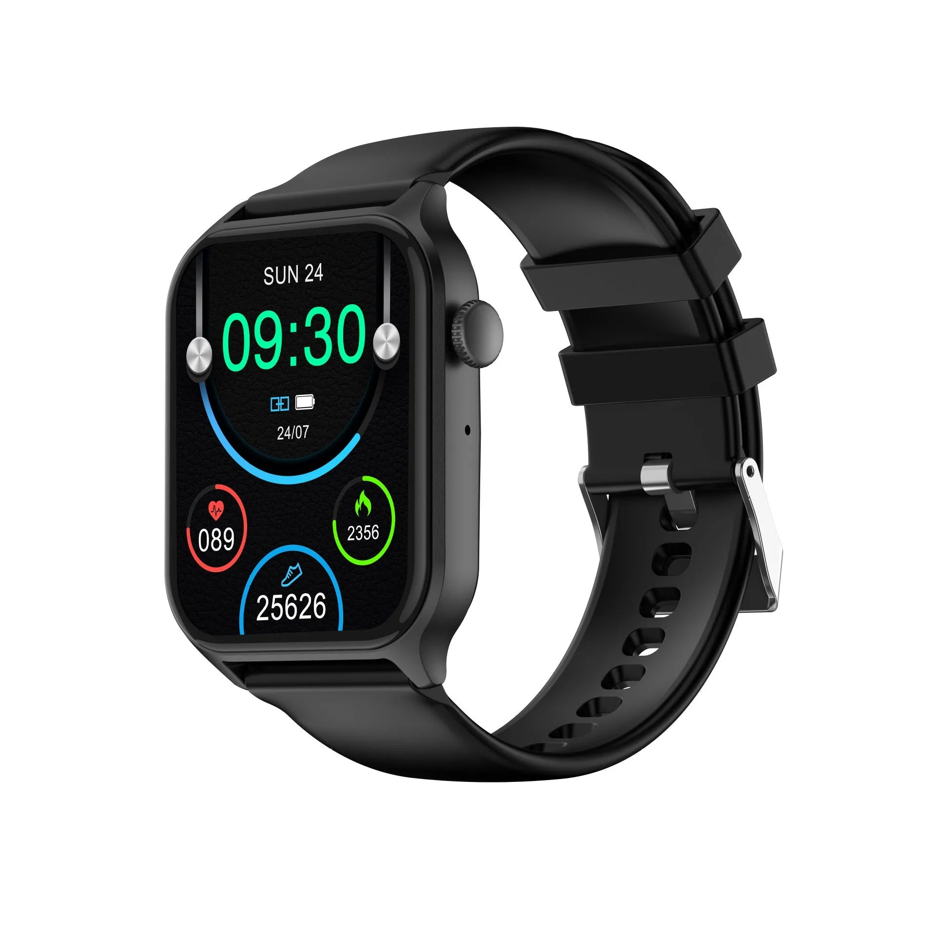 Z145 smart watch showing black colour on wrist, displaying heart rate and blood oxygen data on its screen.