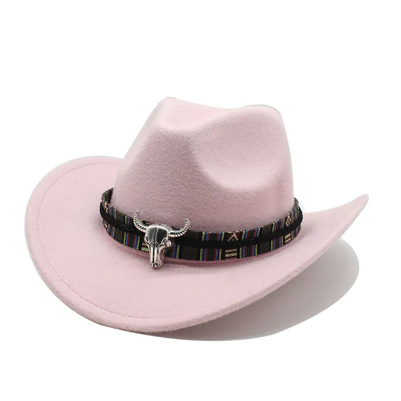 Western cowboy hat with bell crown in polyester fabric, shown in multiple colour options