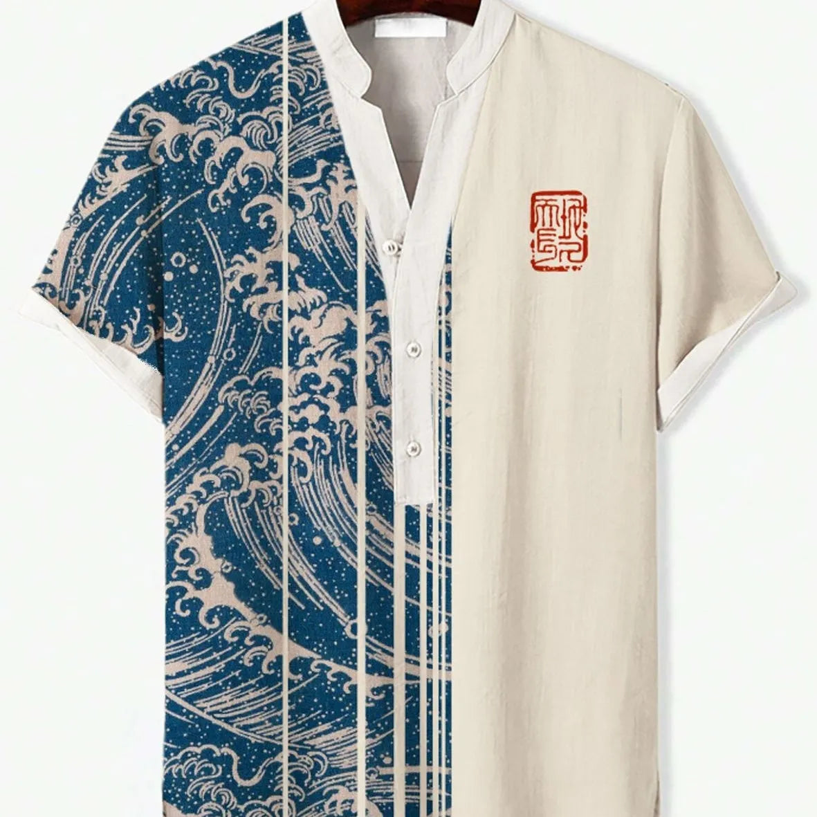 3D digital animal style short sleeve shirt on a hanger, showing graphic print detail.