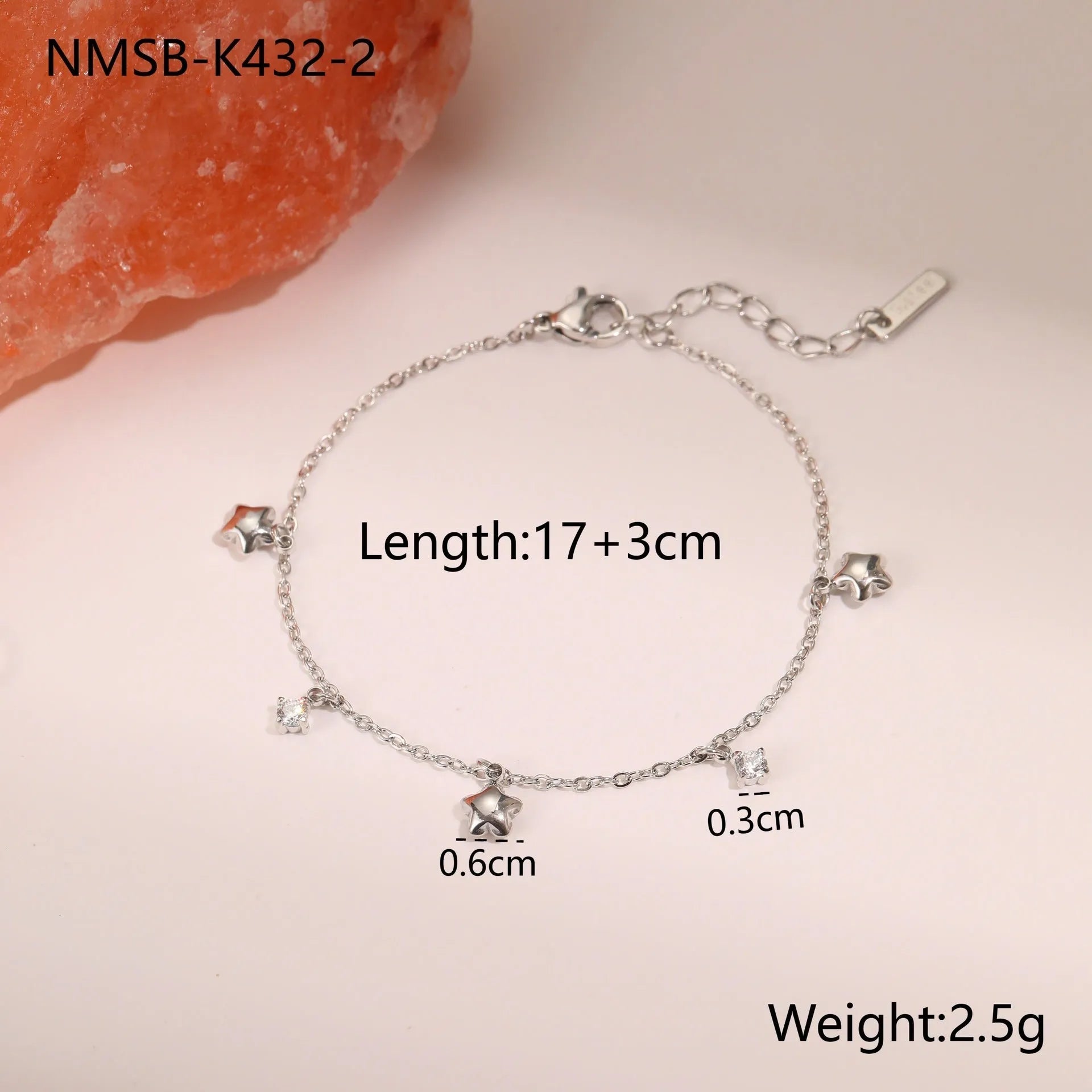 Women's stainless steel bracelet with 18K gold plating and geometric hexagonal star pendant jewellery