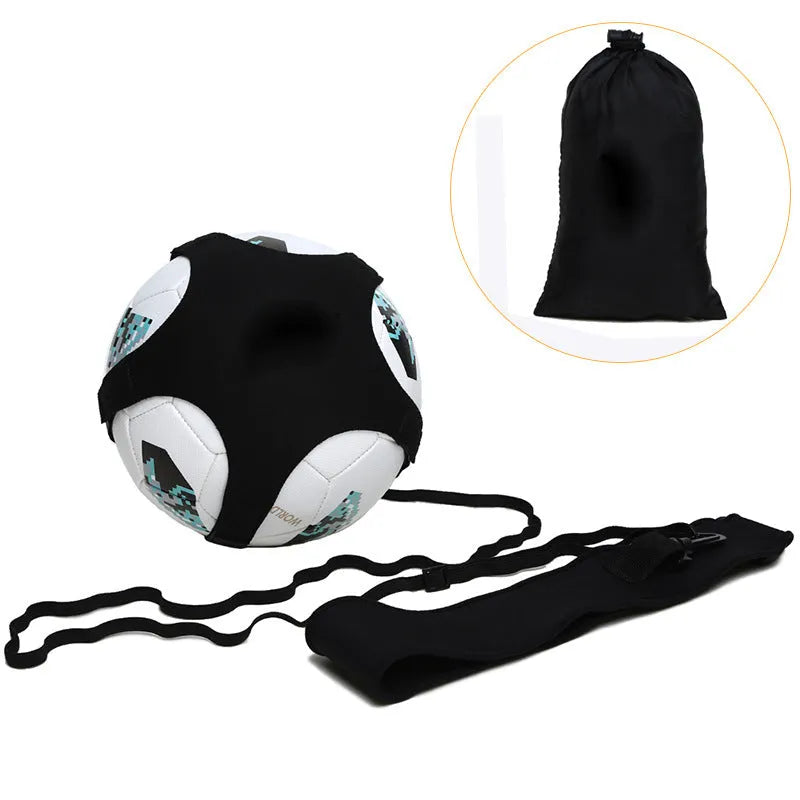 Black football juggling belt training equipment with 2 metre length for foot basket row exercises