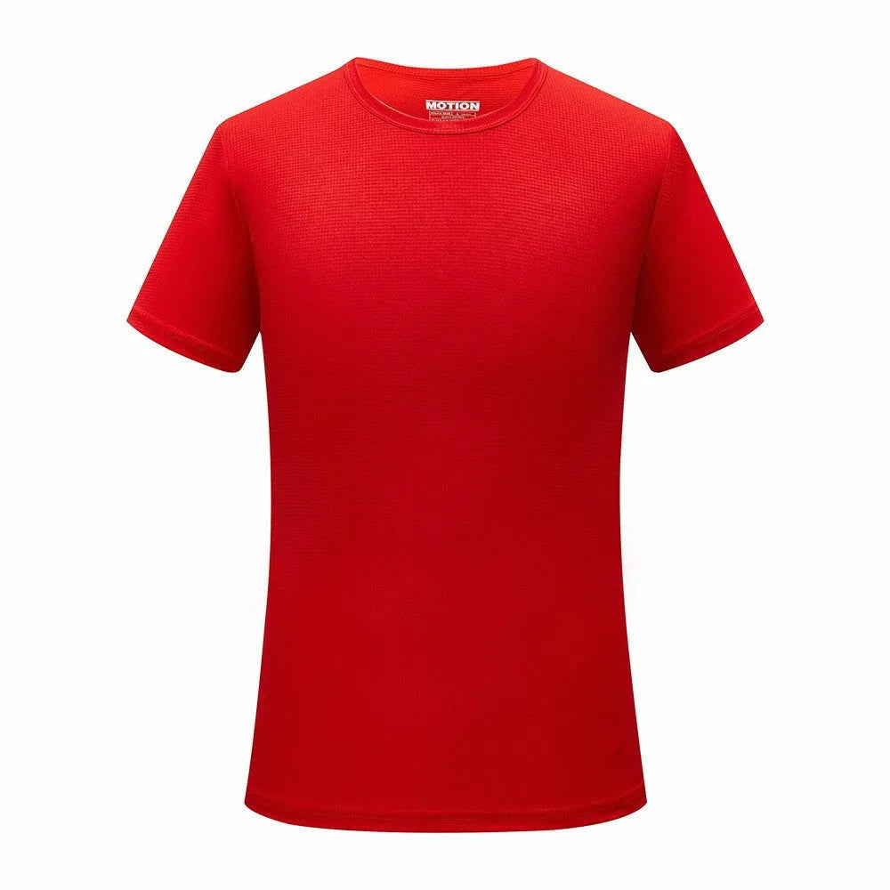 Men quick dry slim fit t-shirt in solid colour, round neck, short sleeves for running and gym training
