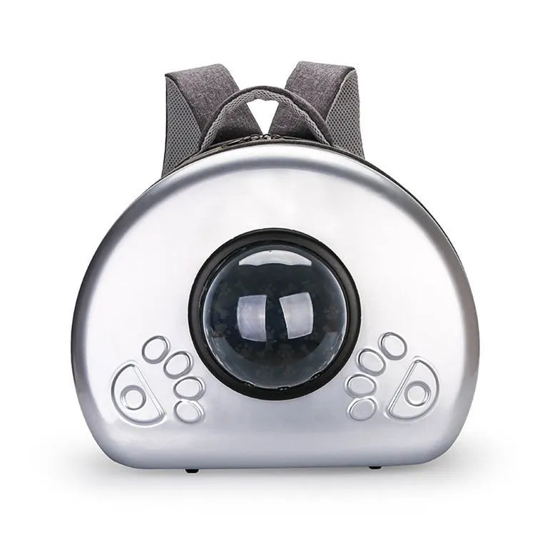 Transparent space capsule cat carrier bag with hard PC canvas shell and coloured front cover