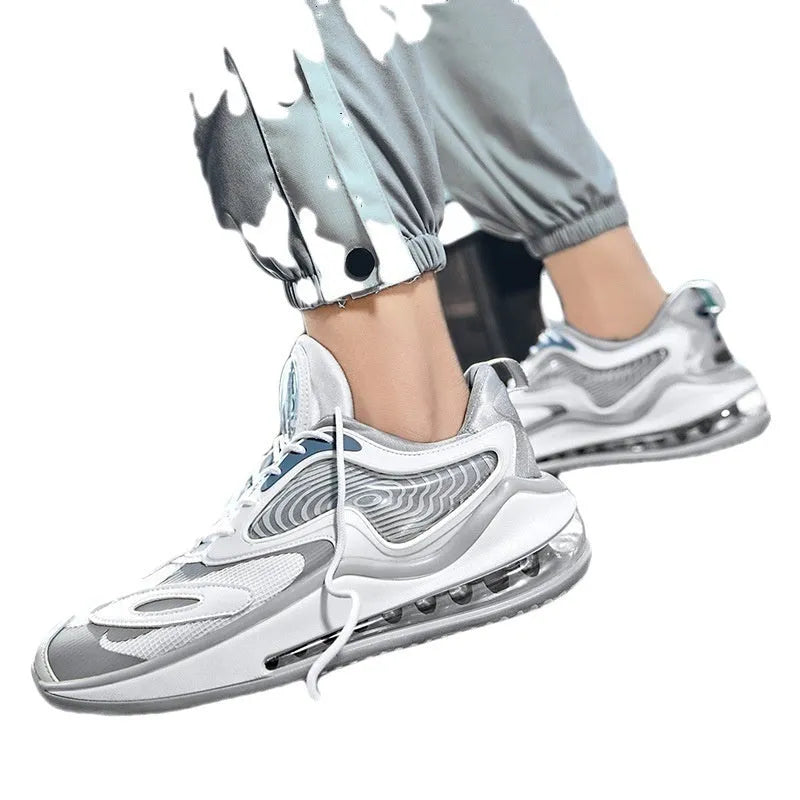 Men's summer air cushion casual shoes with height increasing rubber soles in Space Black colour