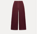 Women's polyester fleece two-piece suit with pleated top and wide-leg trousers