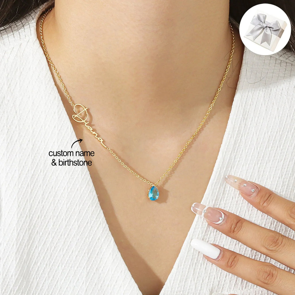 Stainless steel custom name necklace with DIY personalised pendant in silver finish on a plain background