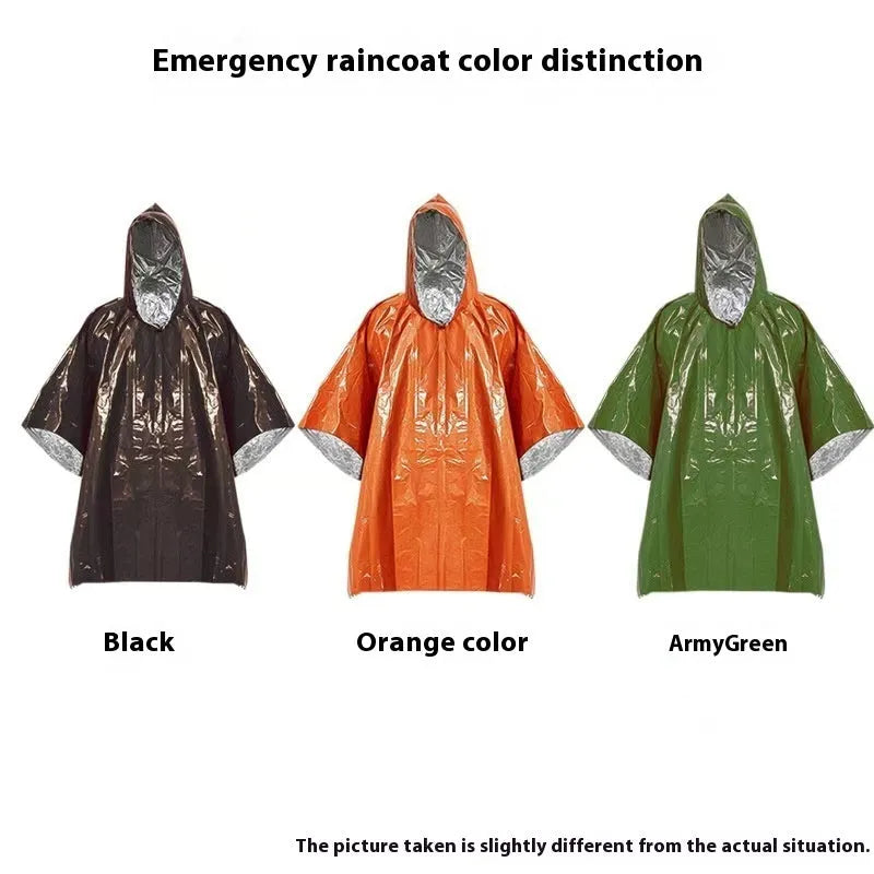 Marathon Wild orange and army green adult raincoat laid flat showing 100x130cm size