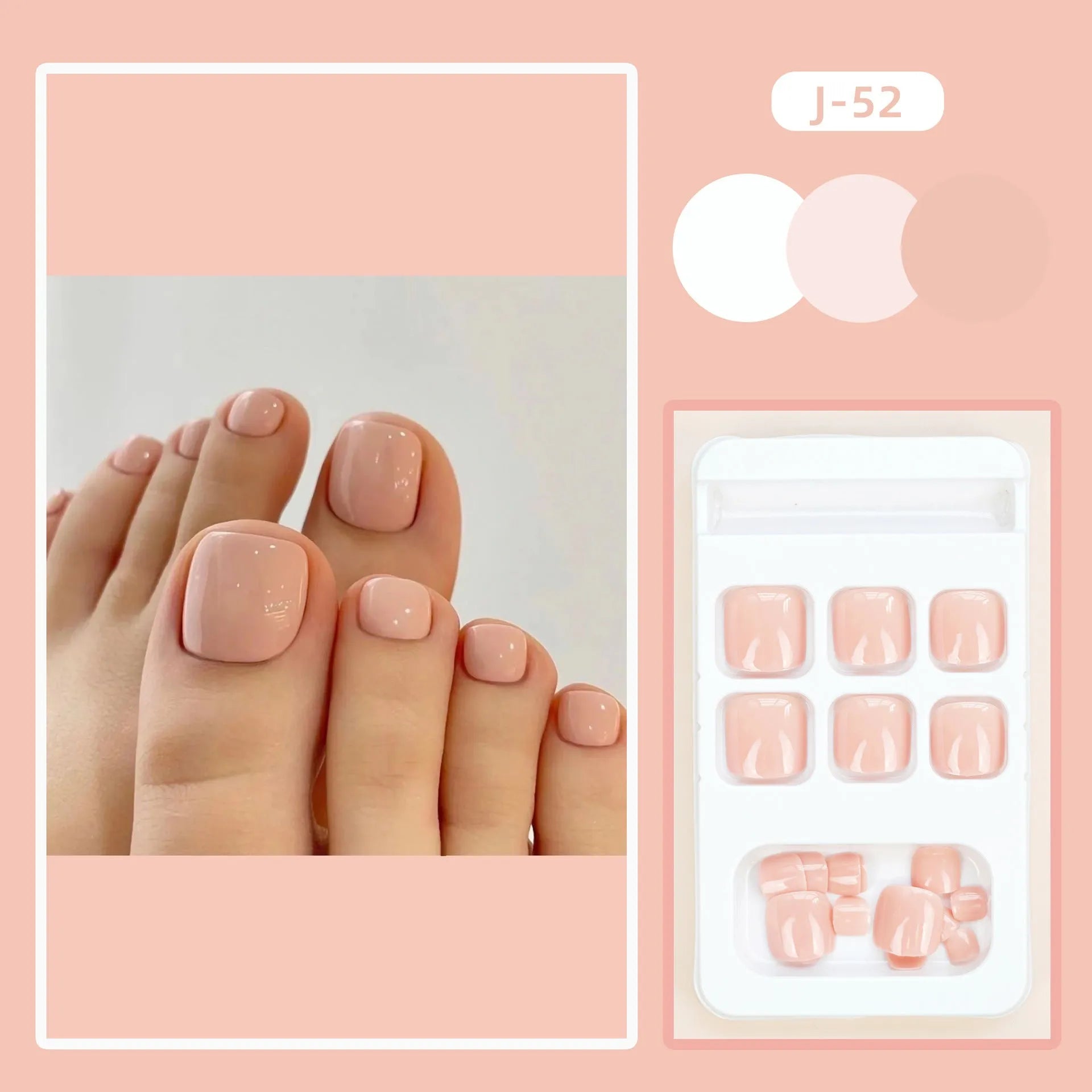 Skin colour plastic toe nail stickers with adhesive glue for decorative foot nail art