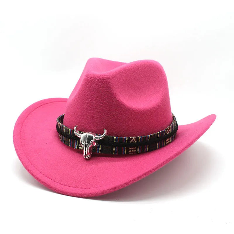 Western cowboy hat with bell crown in polyester fabric, shown in multiple colour options