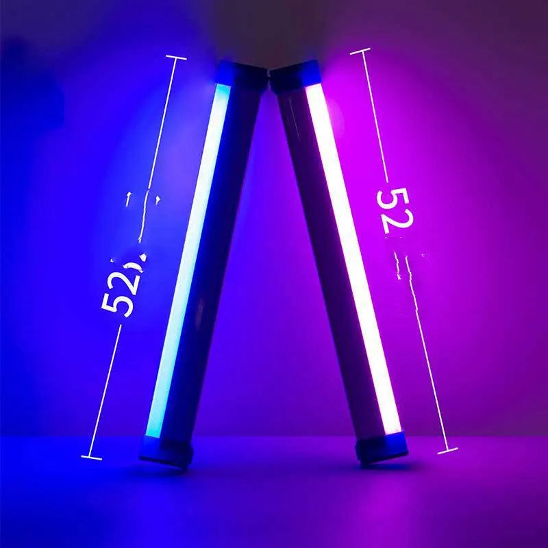 Rechargeable LED tube light stick in blue and purple colours with dimmable RGB lighting