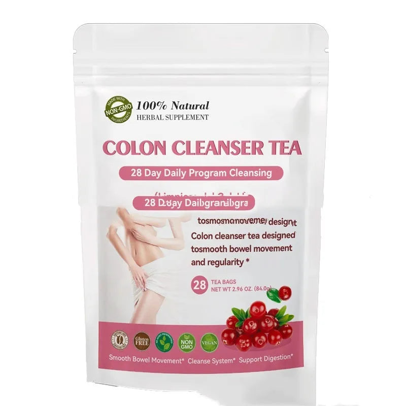Single tea bag from a 28-day herbal slimming tea programme for women, showing one of thirteen variety options.