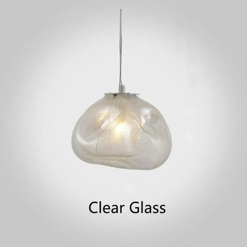 Modern glass decorative chandelier with LED lighting in amber, clear or smoke grey colours