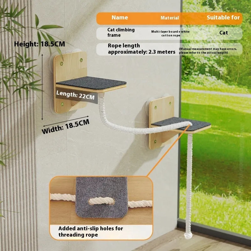 Space capsule suspended cat climbing frame with sisal scratching surfaces