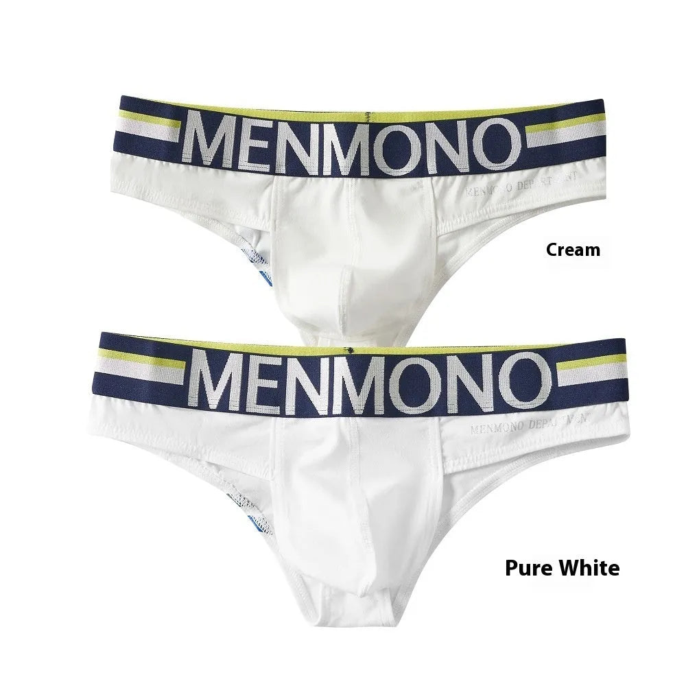 Men's cotton low waist bikini underpants in two-tone solid colour pattern, pack of 2, size M to XXL