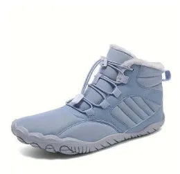 Outdoor winter slip-on boots for men and women with non-slip rubber sole, artificial plush lining, and waterproof Oxford cloth upper in black colour